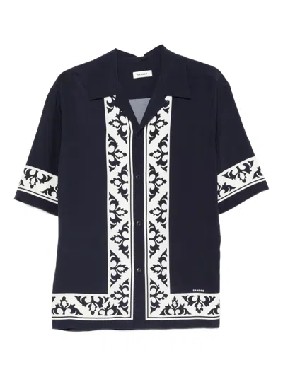 Sandro Short-sleeve Button-fastening Shirt In Blue