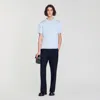 Sandro Short-sleeve Knitted Polo Shirt In Blue