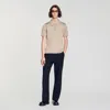 Sandro Short-sleeve Knitted Polo Shirt In Neutral