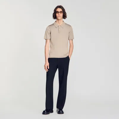 Sandro Short-sleeve Knitted Polo Shirt In Neutral