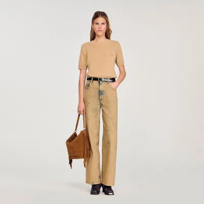 Sandro Short-sleeve Sweater In Burgundy