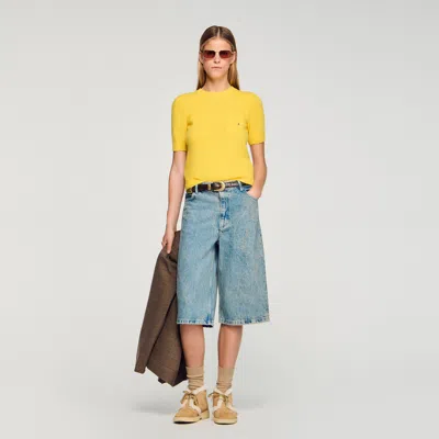 Sandro Short-sleeve Sweater In Yellow