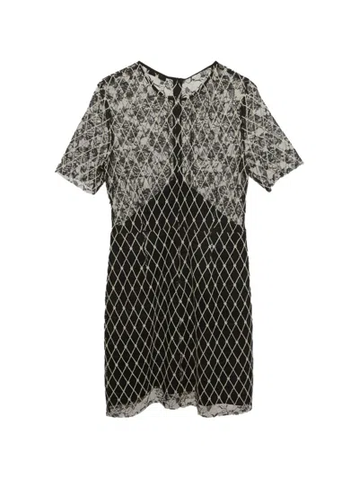 Pre-owned Sandro Short-sleeves Mini Dress In Black