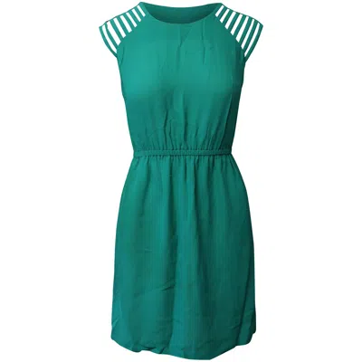 Sandro Shoulder Cut Out Mini Dress In Green Viscose