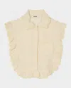 Sandro Womens  Lace-trim Sleeveless Linen-blend Shirt In Light Yellow