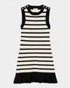 Sandro Womens Striped Sleeveless Knitted Mini Dress Naturels In Ecru / Black