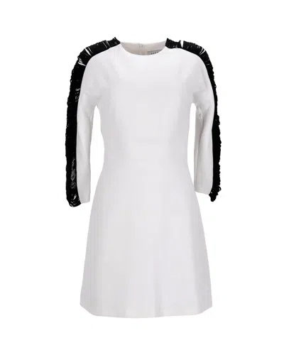 Sandro Side Sleeve Fringe Dress In White Polyester