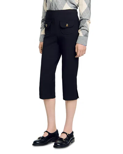 Sandro Side Zip Capri Pants In Blue