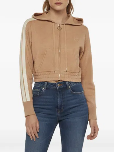 Pre-owned Sandro Side-stripe Hoodie In Neutrals