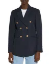 Sandro Sienne Double-breasted Stretch-crepe Blazer In Navy Blue