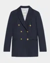 Sandro Sienne Double-breasted Suit Jacket In Blue