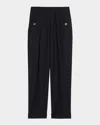 Sandro Womens Wide-leg High-rise Wool-blend Suit Trousers Bleus In Blue