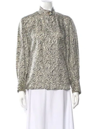 Pre-owned Sandro Silk Animal Print Blouse In Neutral