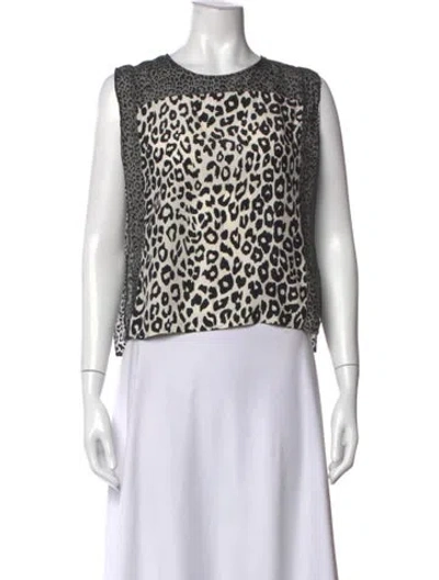 Pre-owned Sandro Silk Animal Print Top In Black