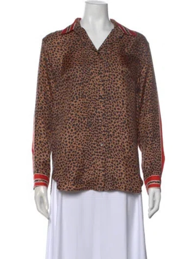 Pre-owned Sandro Silk Animal Print Top In Neutral