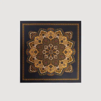 Sandro Silk Bandana Print Scarf In Black / Ocher