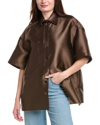 Sandro Silk-blend Shirt In Brown
