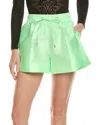 Sandro Drawstring-waist Crepe Mini Shorts In Green