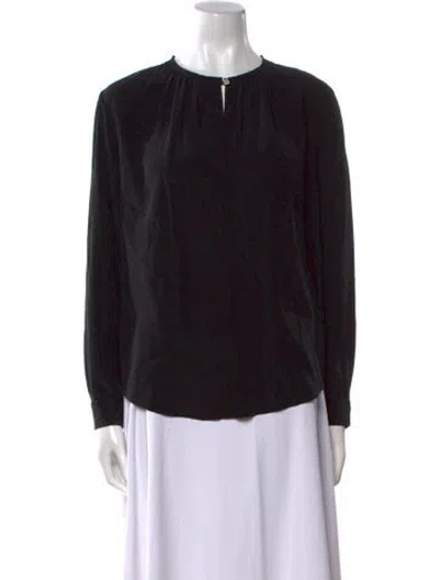 Pre-owned Sandro Silk Crew Neck Blouse In Black