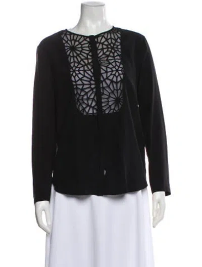 Pre-owned Sandro Silk Crew Neck Blouse In Black