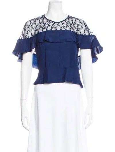 Pre-owned Sandro Silk Crew Neck Blouse In Blue