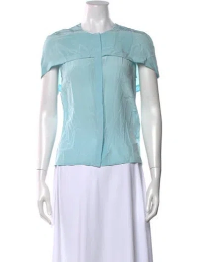 Pre-owned Sandro Silk Crew Neck Blouse In Blue