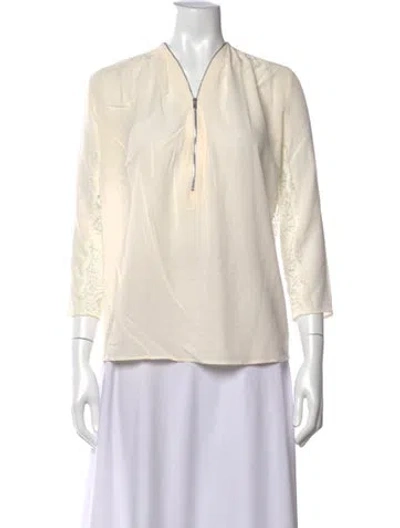 Pre-owned Sandro Silk Crew Neck Blouse In Neutrals