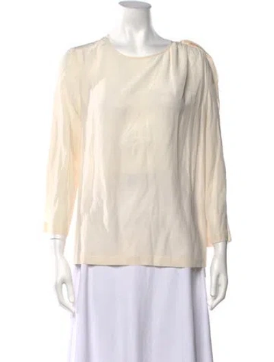 Pre-owned Sandro Silk Crew Neck Blouse In Neutrals