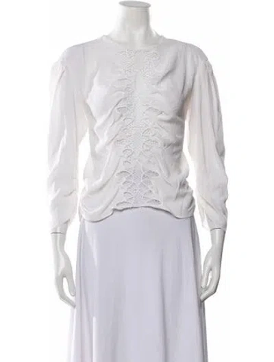 Pre-owned Sandro Silk Crew Neck Blouse In White