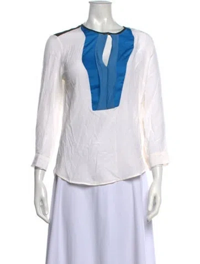 Pre-owned Sandro Silk Crew Neck Blouse In White