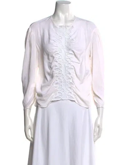 Pre-owned Sandro Silk Crew Neck Blouse In White