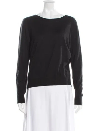 Pre-owned Sandro Silk Crew Neck Sweater In Black