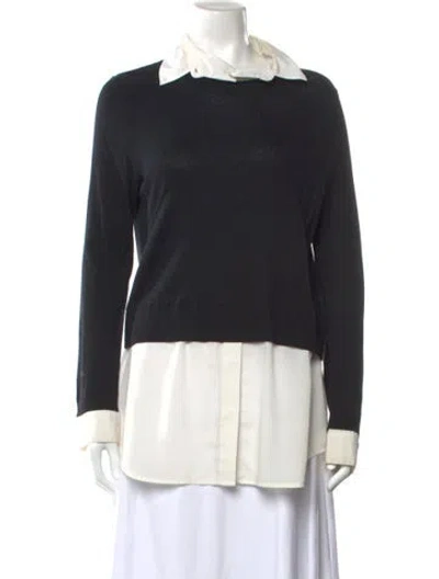 Pre-owned Sandro Silk Crew Neck Top In Black