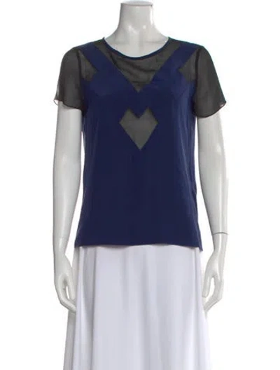 Pre-owned Sandro Silk Crew Neck Top In Blue