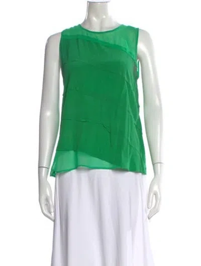 Pre-owned Sandro Silk Crew Neck Top In Green