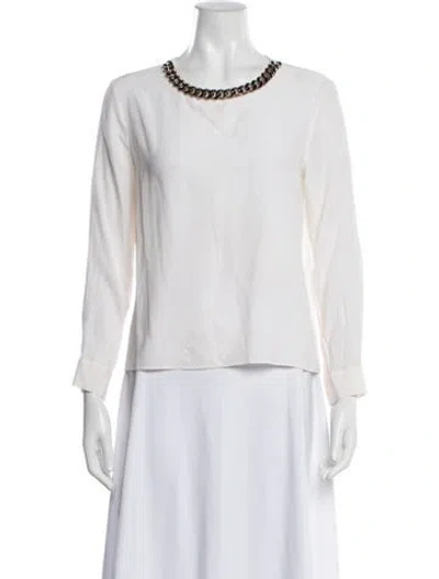 Pre-owned Sandro Silk Crew Neck Top In Neutral