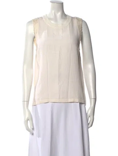 Pre-owned Sandro Silk Crew Neck Top In Neutral