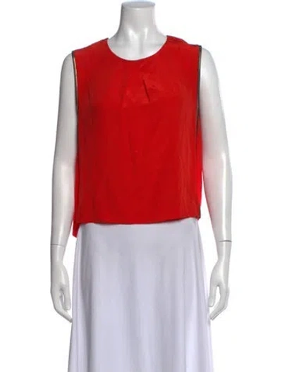 Pre-owned Sandro Silk Crew Neck Top In Red