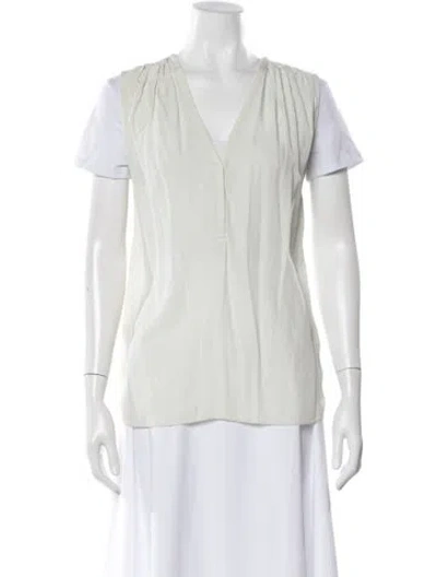 Pre-owned Sandro Silk Crew Neck Top In White