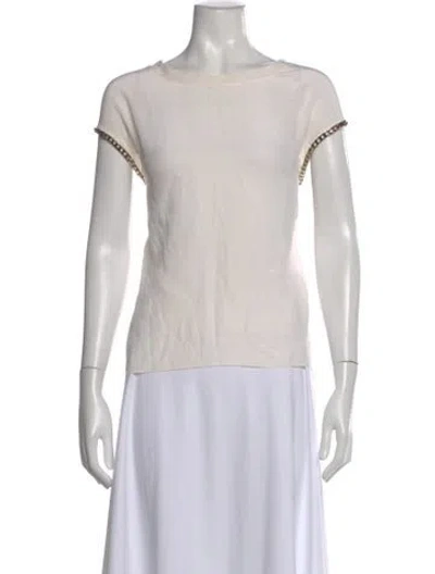 Pre-owned Sandro Silk Crew Neck Top In White
