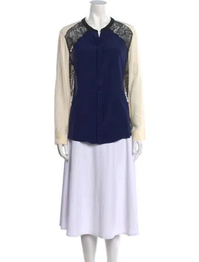 Pre-owned Sandro Silk Crew Neck Tunic In Blue