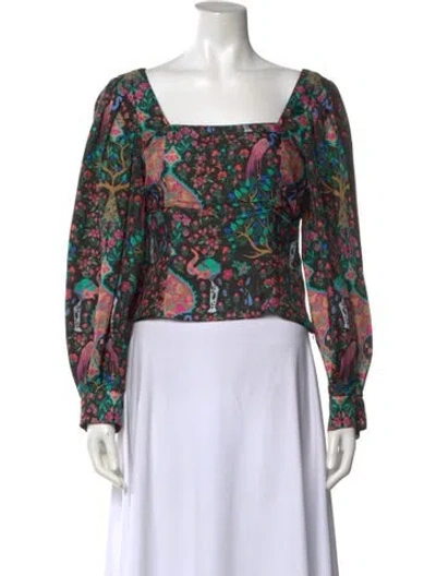 Pre-owned Sandro Silk Floral Print Blouse In Black