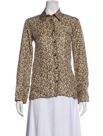 Pre-owned Sandro Silk Floral Print Blouse In Black