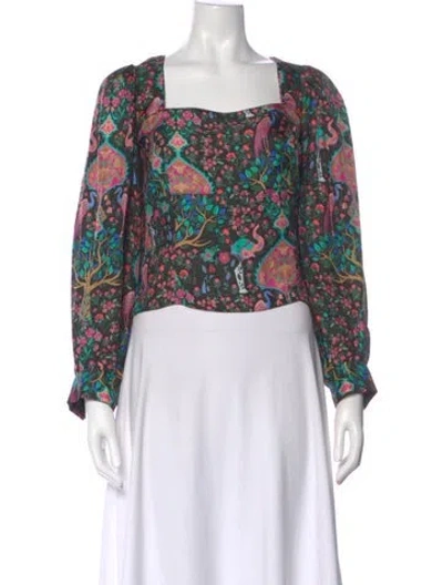 Pre-owned Sandro Silk Floral Print Blouse In Multi