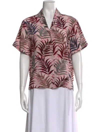 Pre-owned Sandro Silk Floral Print Blouse In Pink