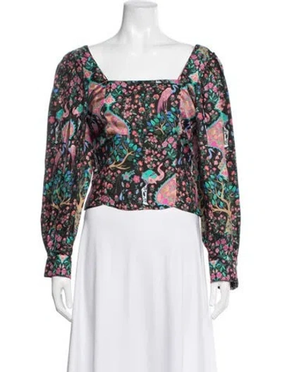 Pre-owned Sandro Silk Floral Print Blouse In Pink