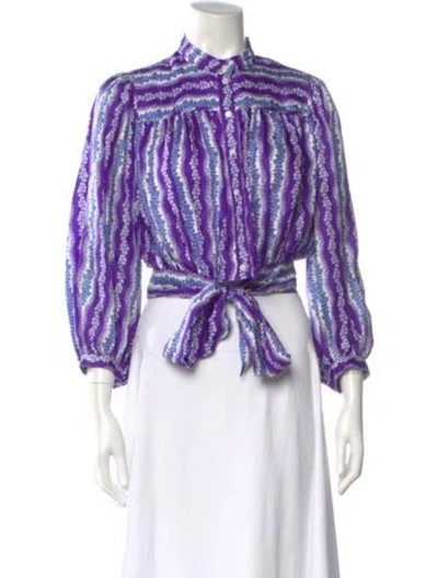 Pre-owned Sandro Silk Floral Print Blouse In Purple