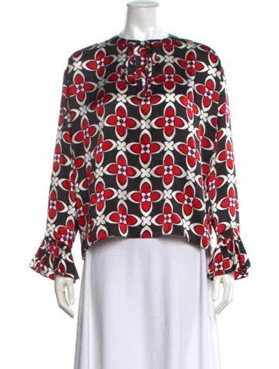 Pre-owned Sandro Silk Floral Print Blouse In Red