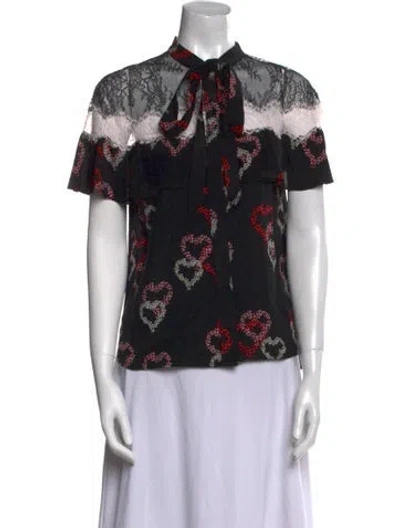 Pre-owned Sandro Silk Floral Print Sweater W/ Tags In Black