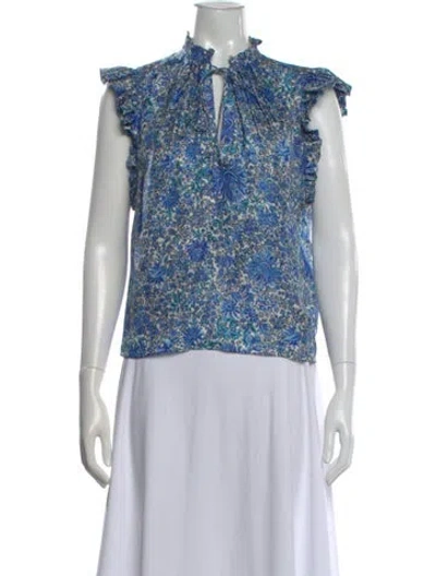 Pre-owned Sandro Silk Floral Print Top In Multi